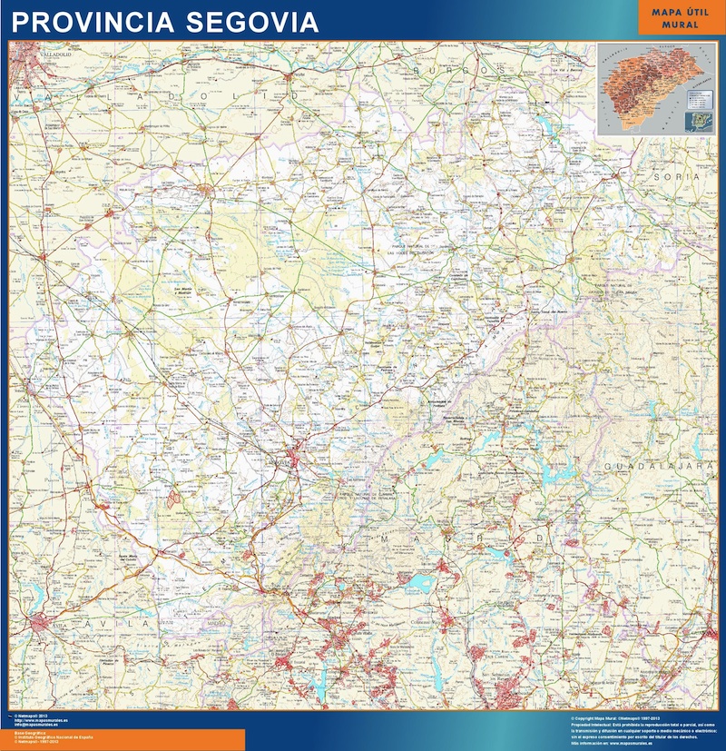 mapa provincia segovia carreteras Mapa Provincia Segovia magnético enmarcado para imanes grande 